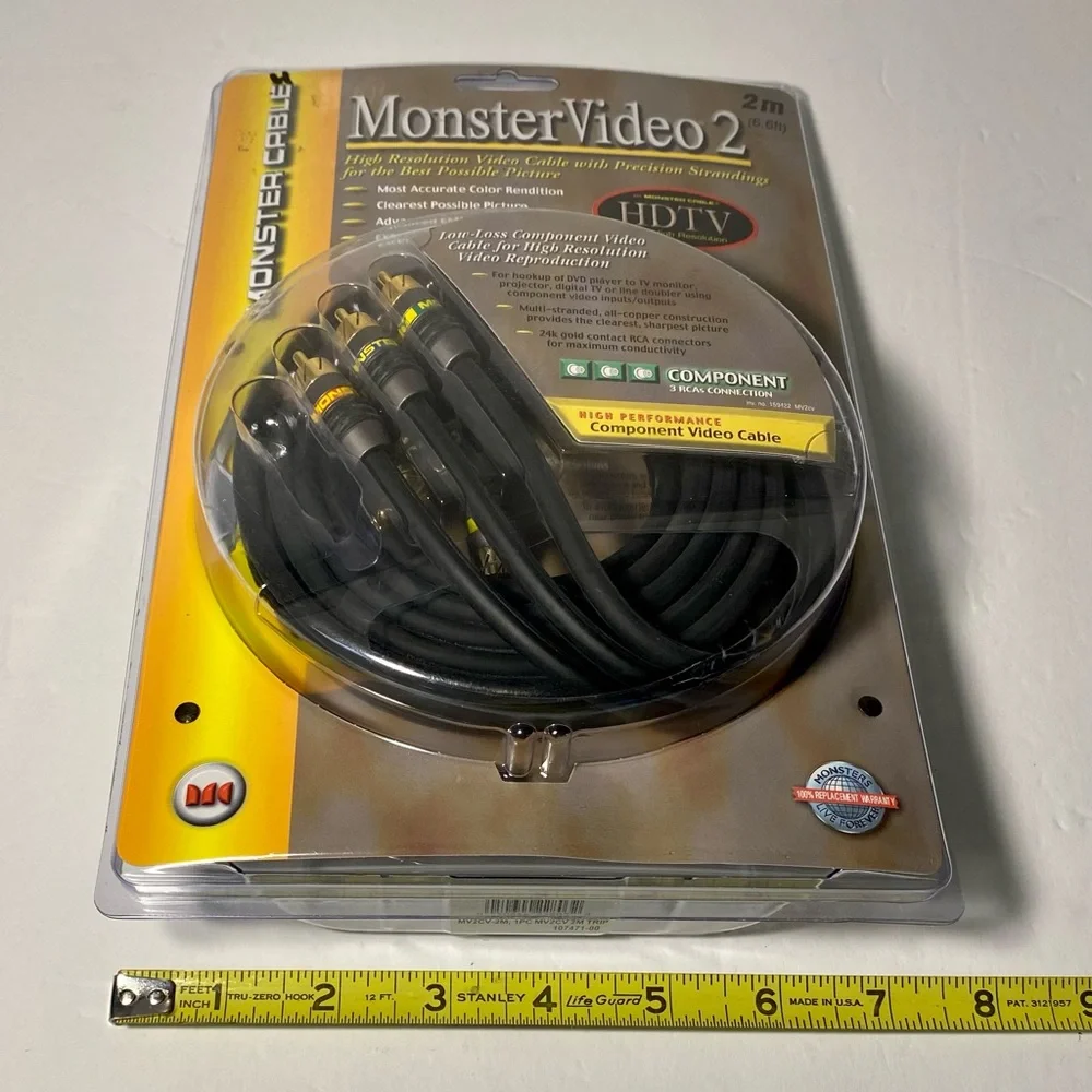 Monster Video 2 Component Cable High Performance HDTV Resolution NEW 6fT DVD TV